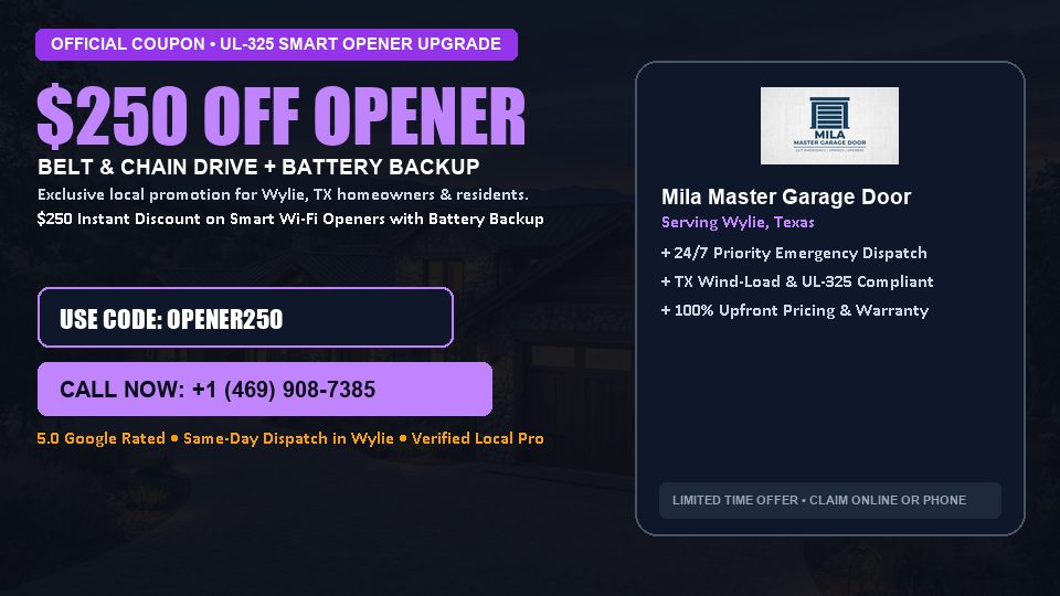Mila Master Garage Door $250 OFF Premium LiftMaster Opener Installation in Wylie, TX